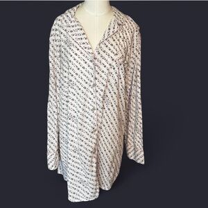Victoria's Secret Light Pink Leopard Pajama button front nightgown pocket heart